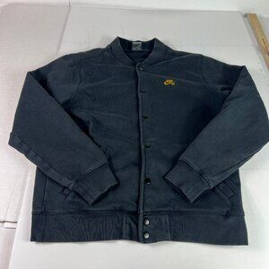 Nike SB Skateboarding Jacket Adult Medium Black Faded Logo Snap Button Bomber